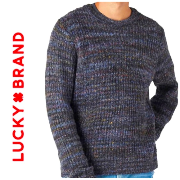 Lucky Brand Other - Lucky Brand Mens Navy Blue Multi Color Knit Sweater Crewneck size Large